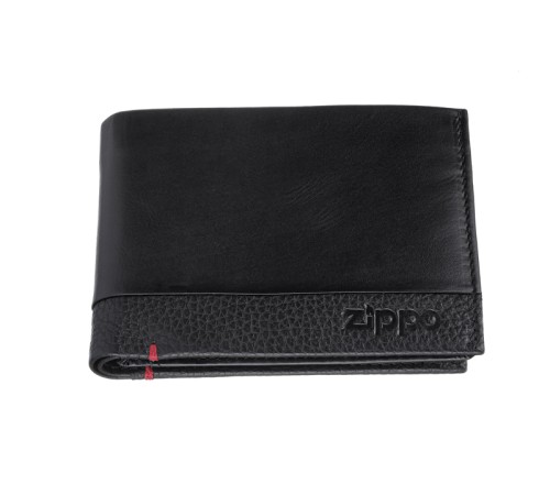 Портмоне ZIPPO с защитой от сканирования RFID, чёрное, натуральная кожа, 12×2×9 см