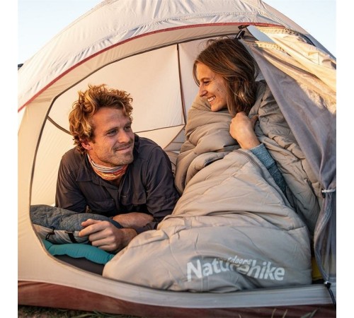Мешок спальный конверт Naturehike NH20MSD02 с капюшоном серый, 6927595748138