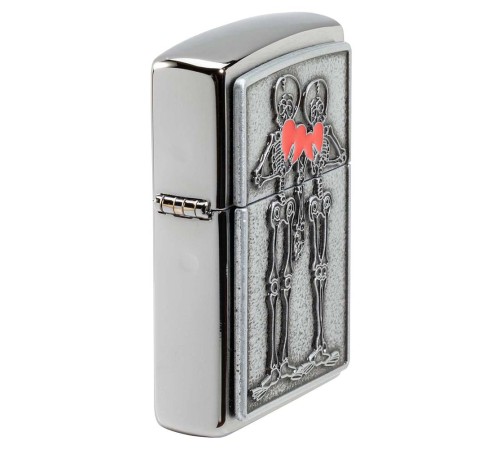Зажигалка ZIPPO Couple Love с покрытием Brushed Chrome, латунь/сталь, серебристая, 36x13x57 мм