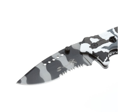 Нож складной Stinger, 84 мм (черно-серый), рукоять: алюминий (черно-белый камуфляж), картонная короб