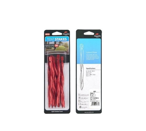 Колышки  Naturehike NH17D024-D спиральный алюминиевый  25см L (4шт) красный, 6927595723340