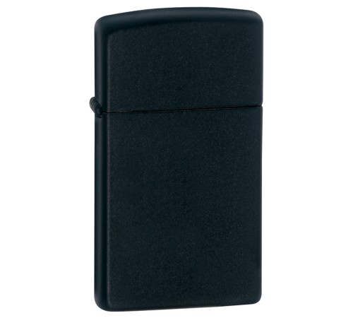 Зажигалка ZIPPO Slim® с покрытием Black Matte, латунь/сталь, чёрная, матовая, 29x10x60 мм