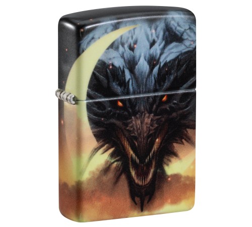 Зажигалка ZIPPO Dragon Design с покрытием Glow In The Dark Green, латунь/сталь, черная, 38x13x57 мм