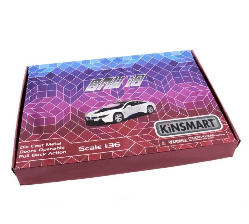 Машина Kinsmart BMW i8 инерция (1/12шт.) 1:36 б/к