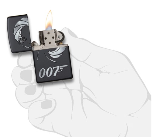Зажигалка ZIPPO James Bond 007™ с покрытием Black Matte, латунь/сталь, чёрная, матовая, 36x12x56 мм