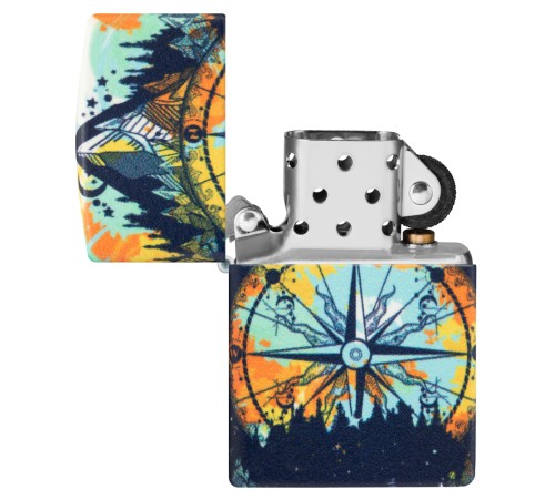 Зажигалка ZIPPO Compass с покрытием Glow In The Dark Green, латунь/сталь, разноцветная, 38x13x57 мм