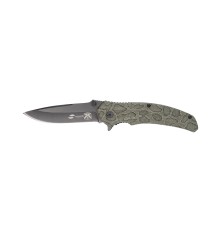 Нож складной Stinger, 84 мм (черный), рукоять: алюминий (зеленый камуфляж), картонная коробка