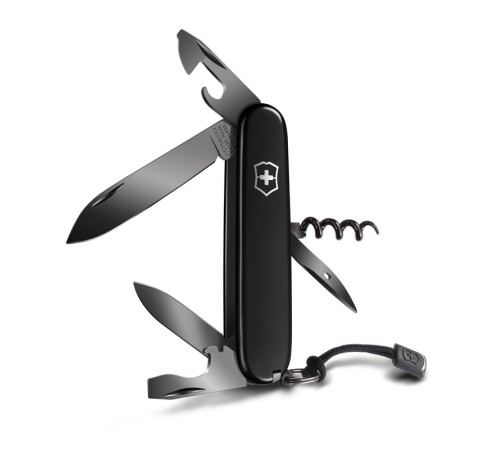 Нож перочинный VICTORINOX Spartan PS, 91 мм, 13 функций, чёрный, со шнурком в комплекте