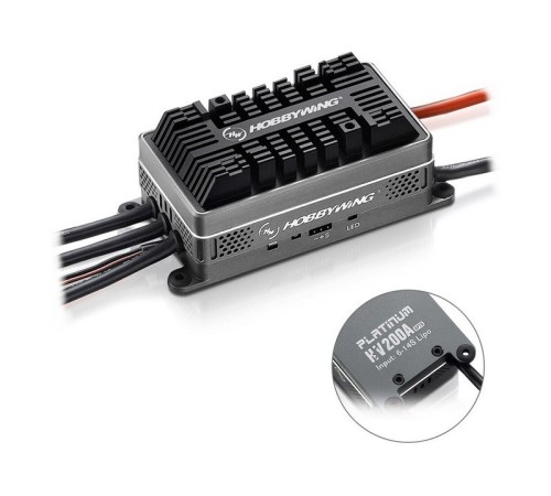 Бесколлекторный регулятор Hobbywing PLATINUM-200A-HV-OPTO-V4.1 (200A-300A, Aircraft, Heli)