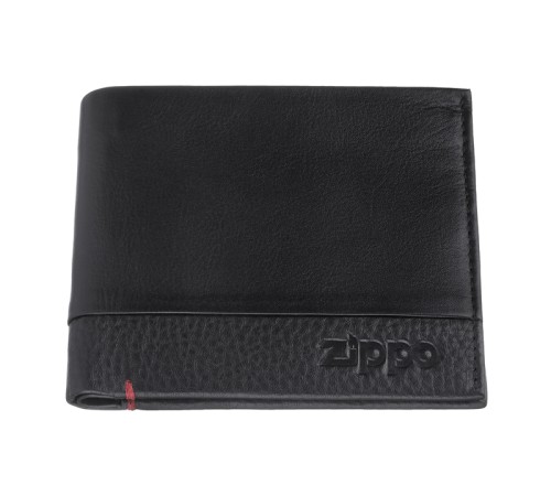 Портмоне ZIPPO с защитой от сканирования RFID, чёрное, натуральная кожа, 10,5×1,5×9 см