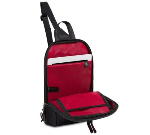 Рюкзак SWISSGEAR с одним плечевым ремнем, черный/красный, полиэстер рип-стоп, 18 x 5 x 33 см, 4 л