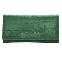 Кошелёк Cross Bebe Coco, кожа наппа фактурная, цвет зелёный/рыжий, 19,5 х 10,2 х 2,5 см
