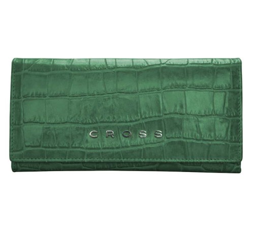 Кошелёк Cross Bebe Coco, кожа наппа фактурная, цвет зелёный/рыжий, 19,5 х 10,2 х 2,5 см