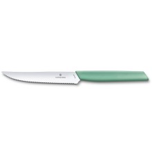 Нож для стейка и пиццы VICTORINOX Swiss Modern, 12 см, с волнистой кромкой, мятно-зелёный