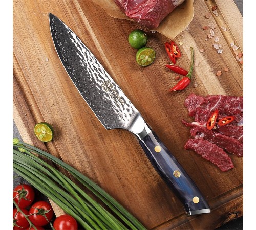 Нож шеф-повара из дамасской стали Keemake 6,5 Inch Chef Knife, синий
