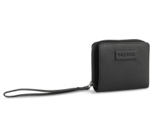 Кошелёк женский BUGATTI Elsa, с защитой данных RFID, чёрный, воловья кожа/полиэстер, 11х2,5х9 см