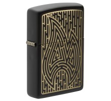 Зажигалка ZIPPO Zippo Maze с покрытием Black Matte, латунь/сталь, чёрная, матовая, 38x13x57 мм