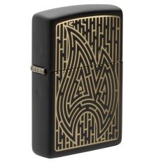 Зажигалка ZIPPO Zippo Maze с покрытием Black Matte, латунь/сталь, чёрная, матовая, 38x13x57 мм