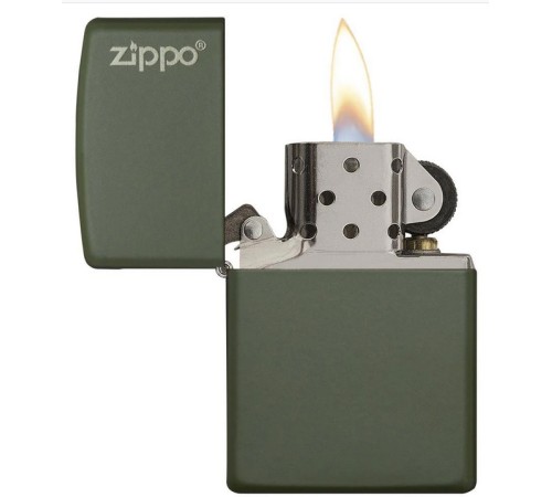 Зажигалка ZIPPO Green Matte, латунь с порошковым покрытием, зеленая, матовая, 38x13x57 мм