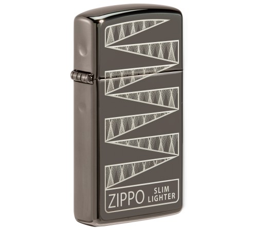 Зажигалка 65th Anniversary Zippo Slim® с покрытием Black Ice®, латунь/сталь, чёрная, 29x10x60 мм
