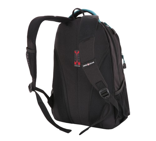 Рюкзак SWISSGEAR, черный/бирюзовый, фьюжн/2 мм рипстоп, 32x15x46 см, 22 л