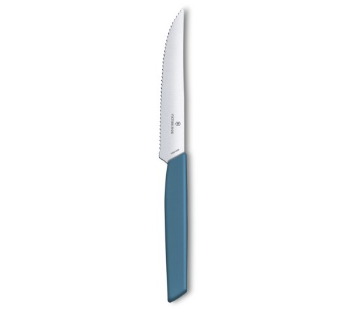 Нож для стейка и пиццы VICTORINOX Swiss Modern, 12 см, с волнистой кромкой, васильково-синий