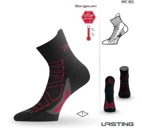 Носки Lasting RPC 903, microfiber+polypropylene, черный с серой подошвой и красной полоской, размер L, RPC903-L