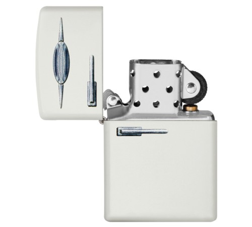 Зажигалка ZIPPO Retro Fridge Design с покрытием White Matte, латунь/сталь, серебристая, 38x13x57 мм