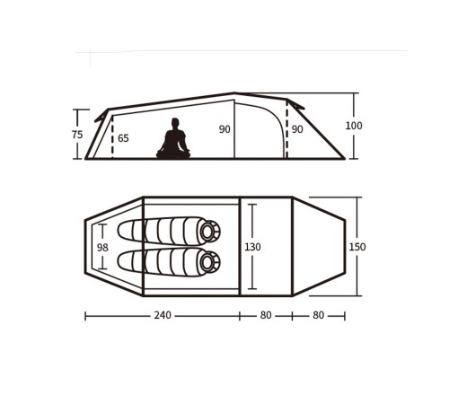 Палатка 2-местная Naturehike Opalus NH17L001-L, 20D, зеленый, 6976023924781