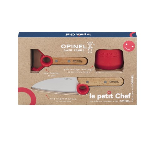 Набор ножей Opinel Le Petit Chef Set (Нож шеф-повара+нож для овощей+защита пальцев), 001746