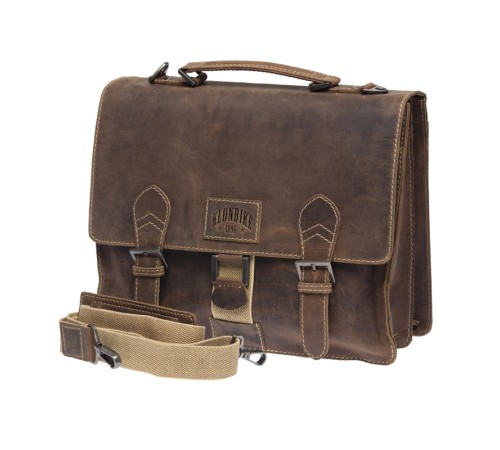 Портфель KLONDIKE Native, натуральная кожа в коричневом цвете, 38 х 14 х 33 см