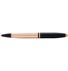 Шариковая ручка Cross Calais Brushed Rose Gold Plate and Black Lacquer