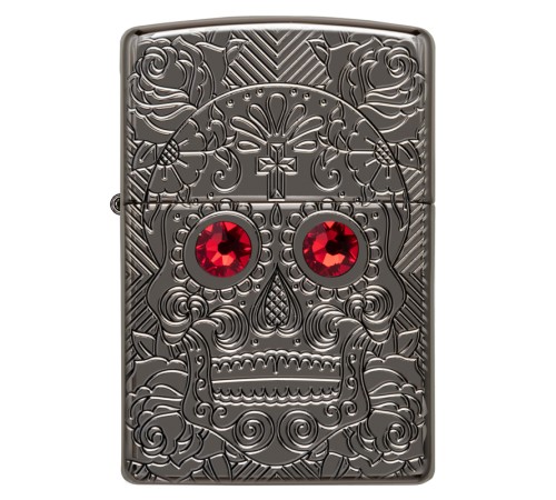 Зажигалка ZIPPO Armor™ Crystal с покрытием High Polish Black Ice®, латунь/сталь, чёрная, 38x13x57 мм
