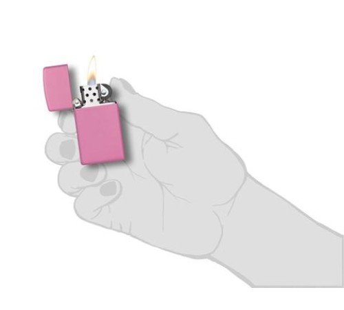 Зажигалка ZIPPO Slim® с покрытием Pink Matte, латунь/сталь, розовая, матовая, 29x10x60 мм