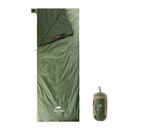 Мешок спальный Naturehike NH21MSD09 мини LW180, размер M, зеленый, молния слева, 6927595777930L