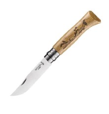 Нож Opinel №8, нержавеющая сталь, рукоять дуб, гравировка заяц, 002333