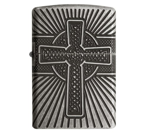 Зажигалка ZIPPO Armor® с покрытием Antique Silver, латунь/сталь, серебристая, матовая, 38x13x57 мм