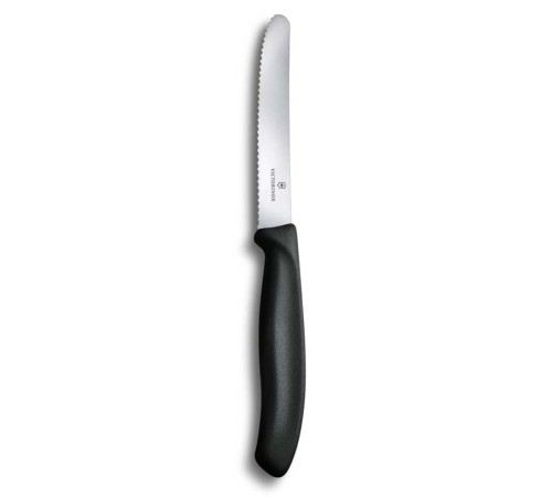Нож столовый VICTORINOX SwissClassic, лезвие 11 см с волнистой заточкой, чёрный
