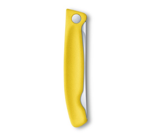Нож для овощей VICTORINOX SwissClassic, складной, лезвие 11 см с волнистой заточкой, жёлтый