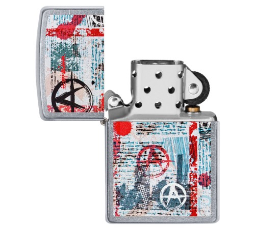Зажигалка ZIPPO Anarchy Design с покрытием Street Chrome™, латунь/сталь, серебристая, 38x13x57 мм