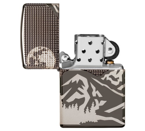 Зажигалка ZIPPO Armor™ с покрытием High Polish Black Ice®, латунь/сталь, чёрная, 38x13x57 мм