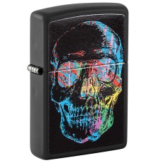 Зажигалка ZIPPO Skull Design с покрытием Black Matte, латунь/сталь, черная, 38x13x57 мм
