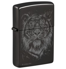 Зажигалка ZIPPO Big Cat с покрытием High Polish Black, латунь/сталь, черная, глянцевая, 38x13x57 мм