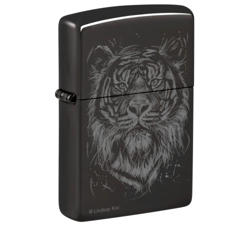 Зажигалка ZIPPO Big Cat с покрытием High Polish Black, латунь/сталь, черная, глянцевая, 38x13x57 мм