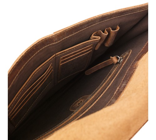 Портфель KLONDIKE Native, натуральная кожа в коричневом цвете, 40 х 11 х 31 см