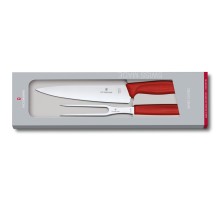 Набор для разделки мяса VICTORINOX Swiss Classic, нож 19 см и вилка 15 см, красная рукоять