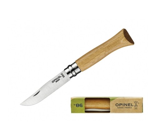 Нож Opinel №6, нержавеющая сталь, дубовая рукоять в картонной коробке, 002024