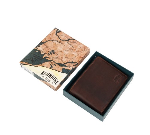 Бумажник KLONDIKE DIGGER «Angus», натуральная кожа в темно-коричневом цвете, 12 х 9 x 2,5 см