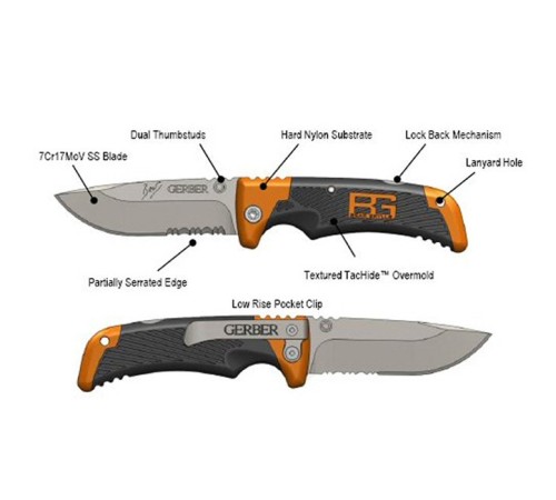 Нож Gerber Bear Grylls Scout, серрейторное, блистер, (1013958), 31-000754