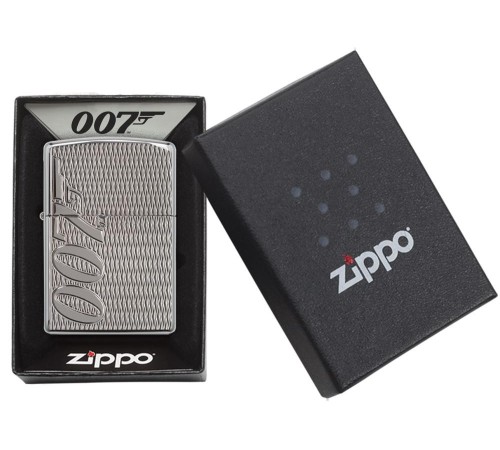 Зажигалка ZIPPO James Bond с покрытием High Polish Chrome, латунь/сталь, серебристая, 38x13x57 мм